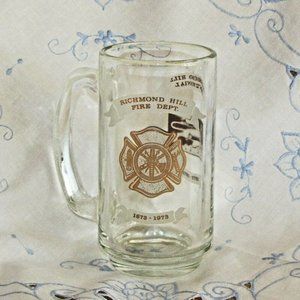 1973 Richmond Hill Fire Department Glass Beer Mug Centennial Vintage